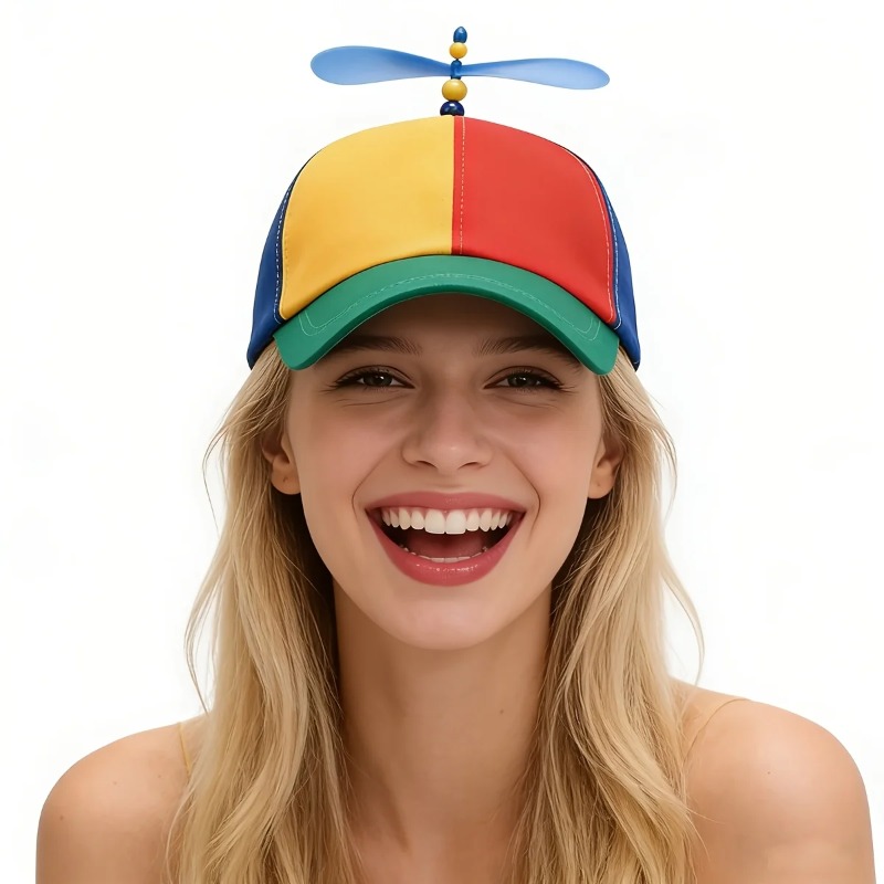 Flamethrower Cosplay Prop - Funny Multicolor Propeller Hat for Adults